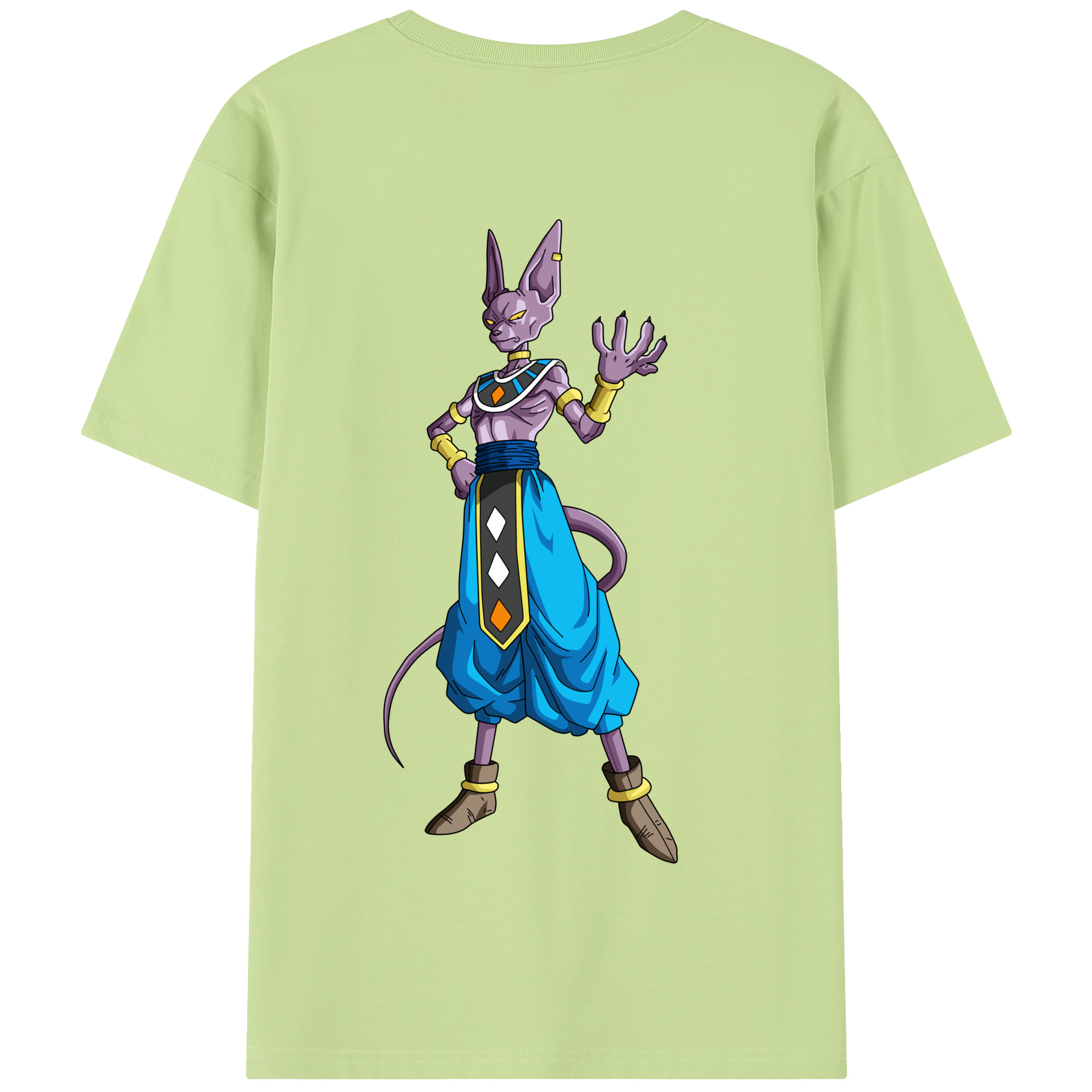 （画像用） ドラゴンボール ビルス 破壊神ビルス DRAGON BALL Beerus Birusu 綿100％半袖Tシャツ（背面プリント）
